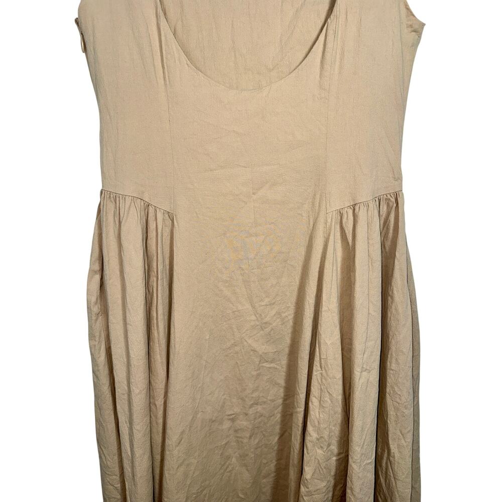 Abercrombie & Fitch Tan Beige Pleated Sleeveless Midi Dress Womens Size Large L - Picture 6 of 10
